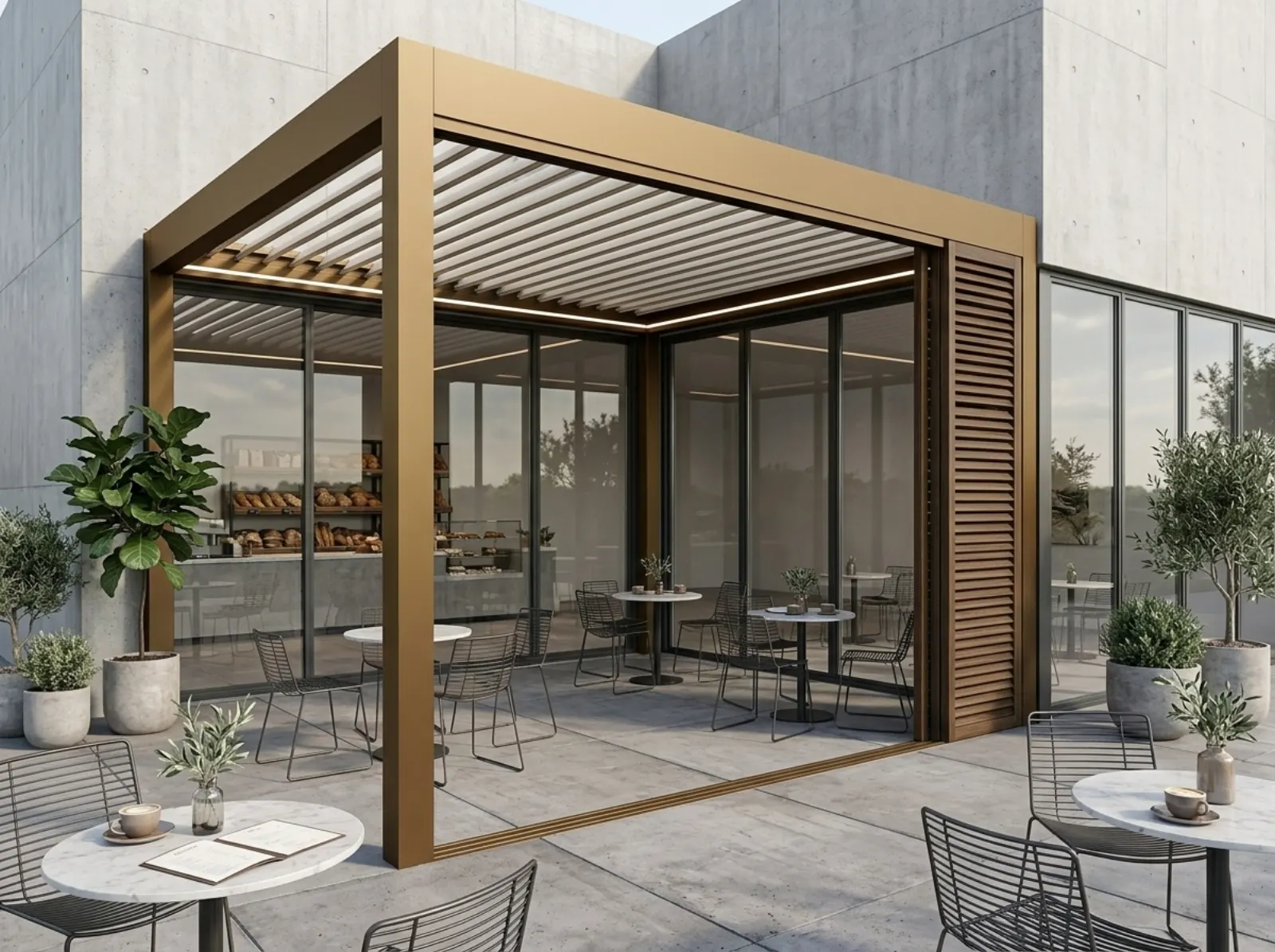 Rolling roof pergola uygulaması — İzmir Bioclimatic